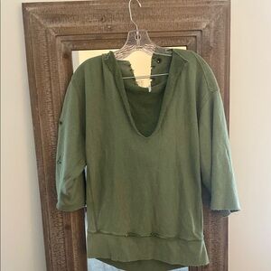 Free People Green Distressed Sweatshirt Hoodie